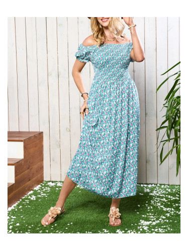 Resti Green women's midi dress with floral pattern - Clothing