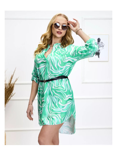 Resti Women's dress in a'la zebra pattern in mint color- Clothing