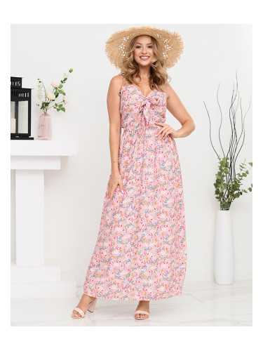 Resti Floral maxi dress with pink straps for women- Clothing