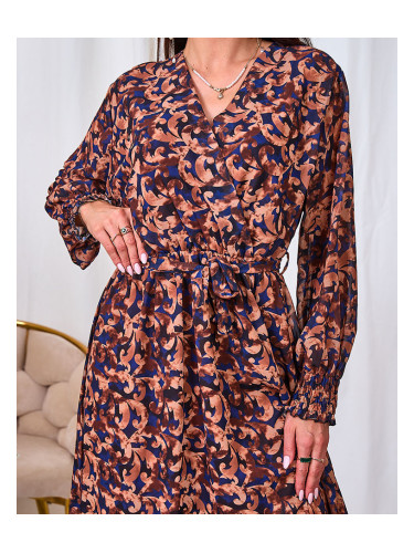 Resti Camel patterned women's maxi dress