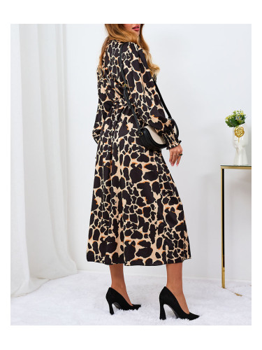 Resti Beige women's maxi dress in leopard print