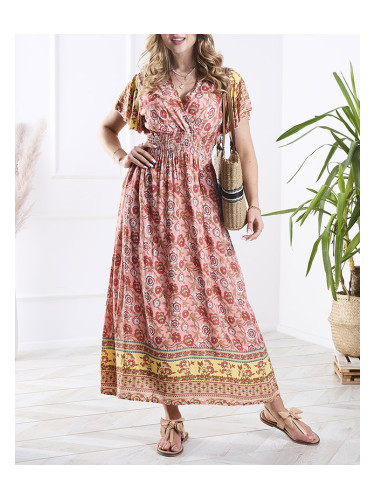 Resti Women's floral maxi dress in pink- Clothing