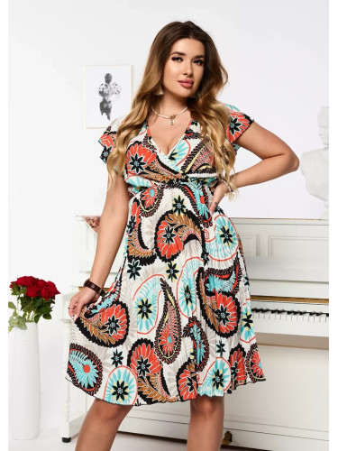 Resti Women's white and black knee-length dress with print- Clothing