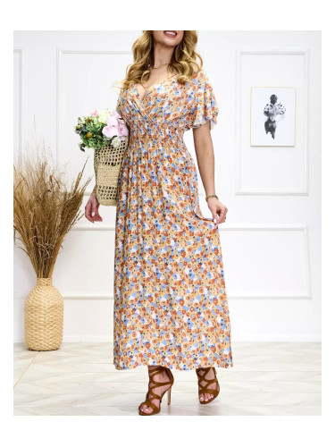 Resti Orange and blue women's floral midi dress - Shoes