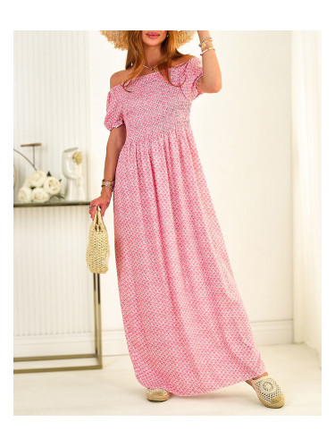 Resti Pink women's patterned midi dress - Clothing
