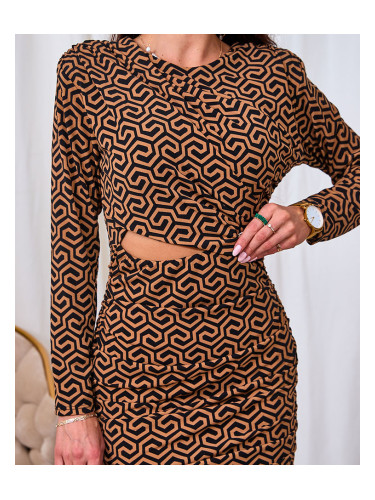 Resti Women's crinkled mini dress with geometric pattern