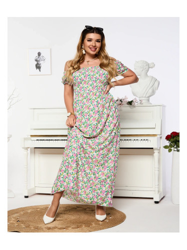 Resti Women's white and pink maxi dress with floral print - Clothing