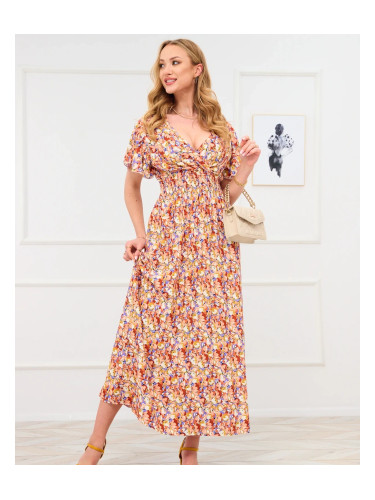 Resti Light brown women's floral maxi dress - Clothing