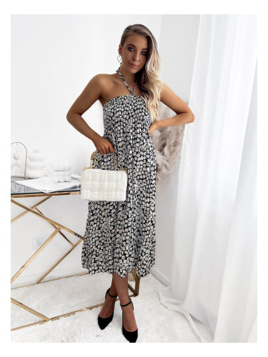 Resti Women's black midi floral dress - Clothing