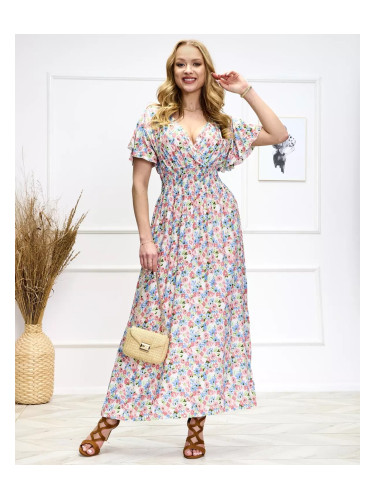 Resti Pink-green women's floral midi dress - Shoes