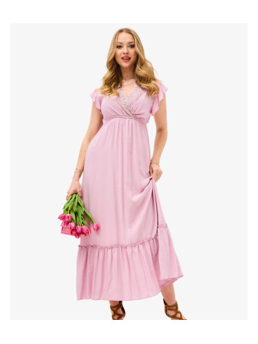 Resti Women's pink long dress with lace - Clothing