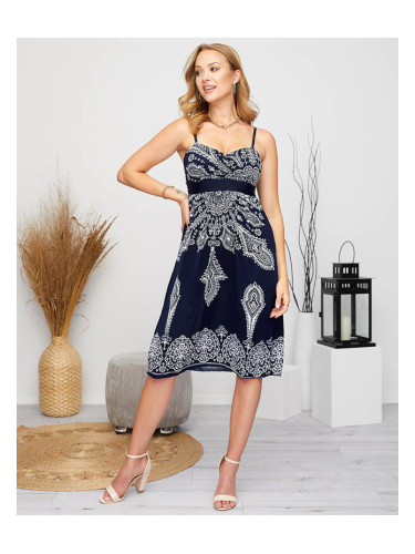 Resti Patterned women's short dress in navy blue - Clothing