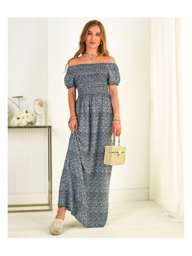 Resti Navy blue floral women's maxi dress - Clothing