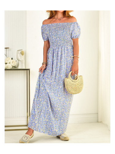 Resti Blue women's maxi dress with floral print- Clothing