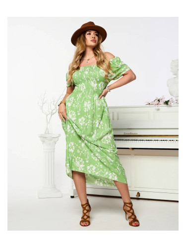 Resti Green women's midi dress with floral pattern - Clothing