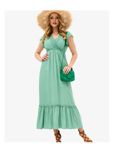 Resti Women's green long dress with lace - Clothing