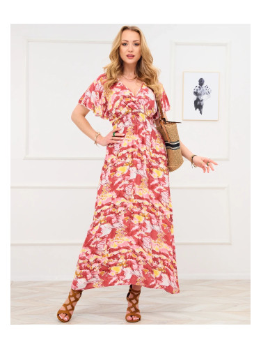 Resti Red women's long dress with fashionable pattern - Clothing