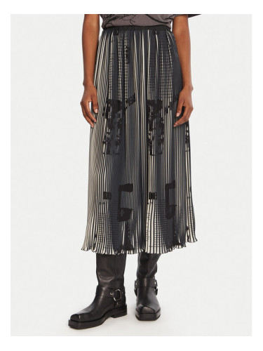 Desigual Плисирана пола Newspapers 25WWFW09 Черен Regular Fit