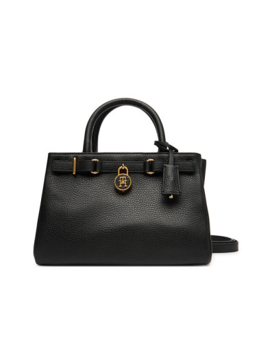 Tommy Hilfiger Дамска чанта American Icon Mini Tote Leather AW0AW17926 Черен