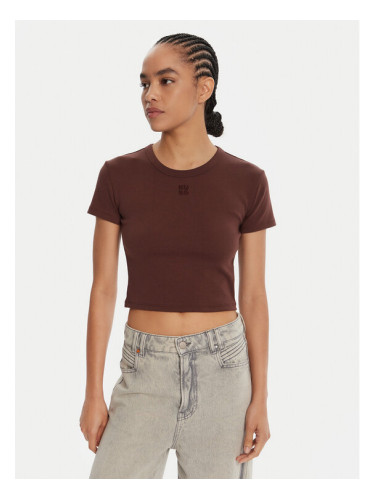 HUGO Тишърт Delanor  50512000 Кафяв Slim Fit