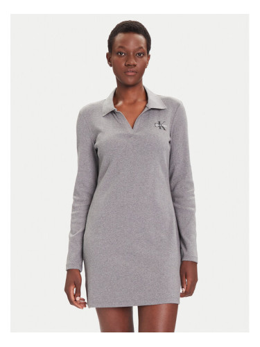 Calvin Klein Jeans Ежедневна рокля Monologo LV047D214G Сив Slim Fit