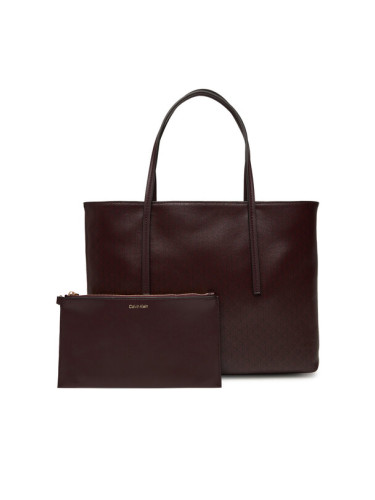 Calvin Klein Дамска чанта Emblem Aop Small Tote LV04F3267G Бордо