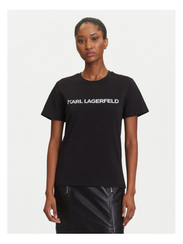 KARL LAGERFELD Тишърт A3W17102 Черен Regular Fit