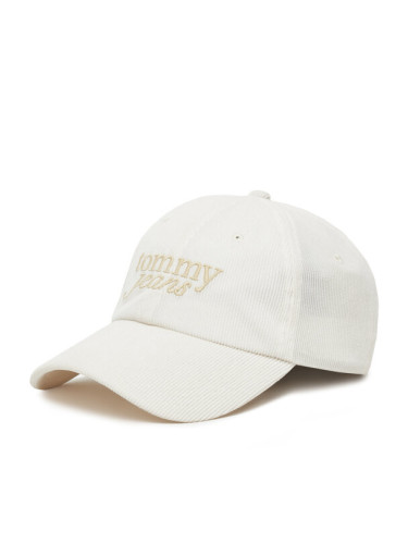 Tommy Jeans Шапка с козирка Script AW0AW17908 Екрю