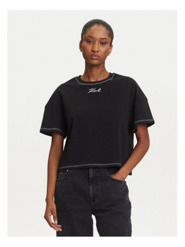 KARL LAGERFELD Тишърт A3W17019 Черен Boxy Fit