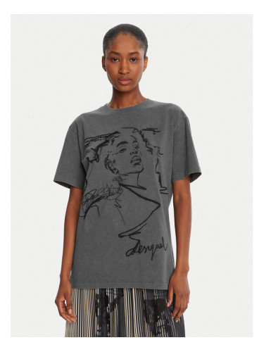 Desigual Тишърт Budapest 25WWTK47 Сив Regular Fit