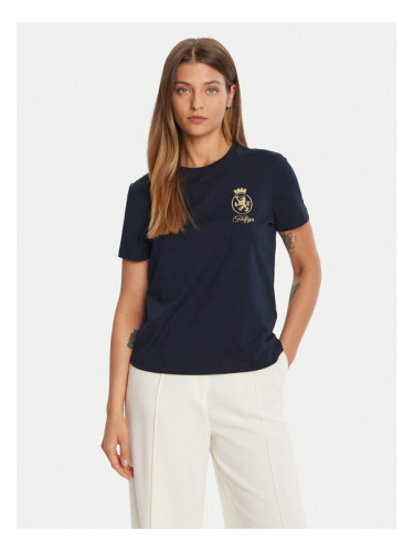 Tommy Hilfiger Тишърт Gold Crest WW0WW46153 Тъмносин Regular Fit