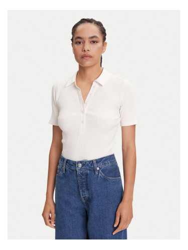 Marc O'Polo Тениска с яка и копчета 506 2156 53001 Екрю Slim Fit