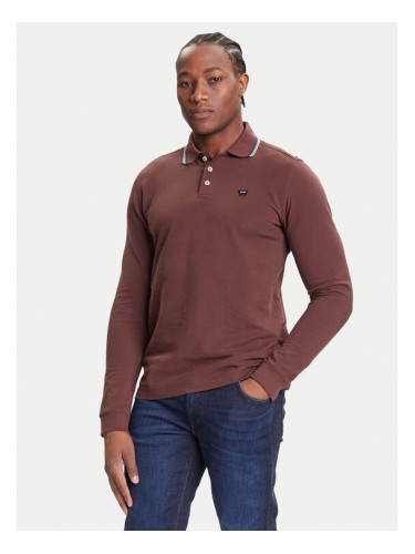 Wrangler Тениска с яка и копчета 112371508 Кафяв Regular Fit