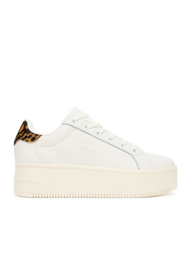 Tommy Jeans Сникърси Tjw Flatform Leopard Sneaker EN0EN02930 Бял
