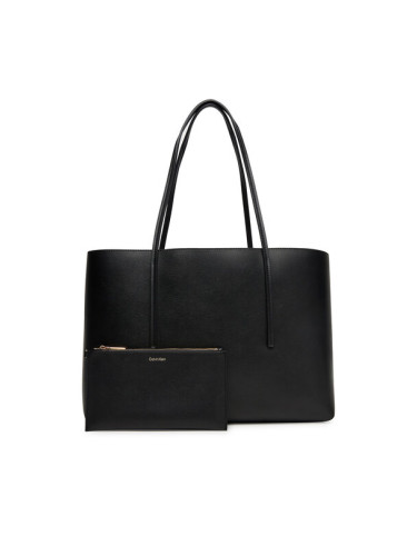 Calvin Klein Дамска чанта Foil Logo Tote W/Pouch LV04F3274G Черен