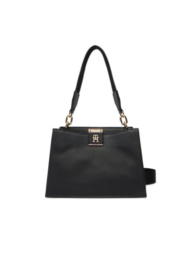 Tommy Hilfiger Дамска чанта Th Her Med Satchel AW0AW17722 Черен