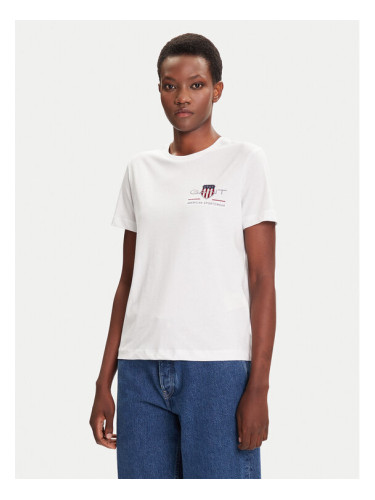 Gant Тишърт Bisiklet Yaka 4200277 Бял Regular Fit