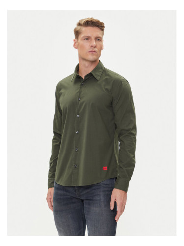 HUGO Риза Ermo 50500216 Зелен Slim Fit