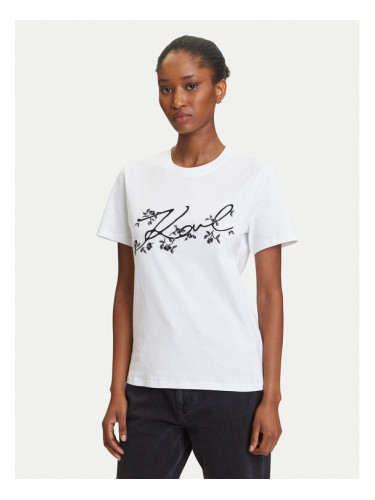KARL LAGERFELD Тишърт A3W17018 Бял Regular Fit