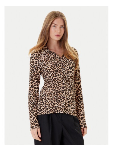 Morgan Риза 252-TJOSY Кафяв Slim Fit