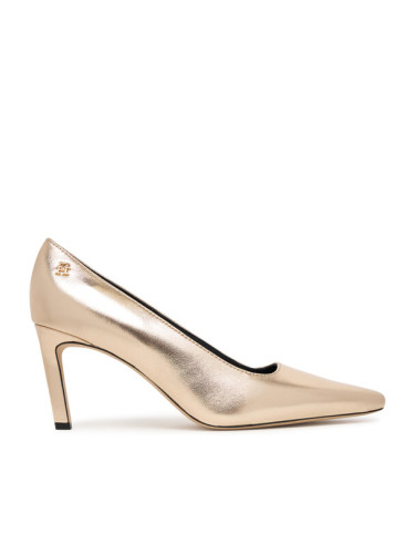 Tommy Hilfiger Обувки на ток Logo Metallic Pump Slanted Hl FW0FW08994 Златист