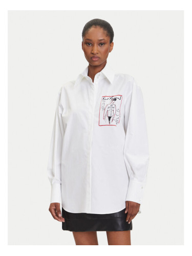KARL LAGERFELD Риза A3W11040 Бял Relaxed Fit