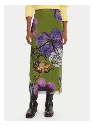 Desigual Макси пола Tulleflowers Lacroix 25WWFK03 Зелен Regular Fit