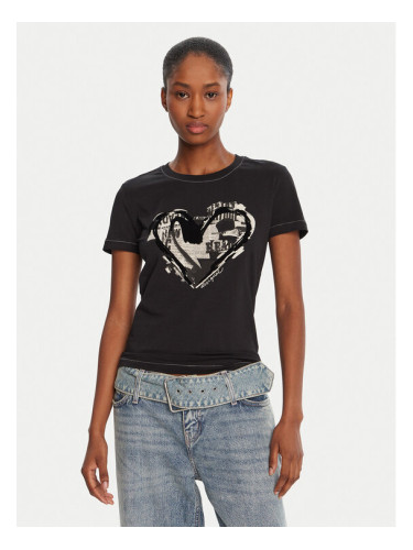 Desigual Тишърт Letter Core 25WWTK04 Черен Regular Fit