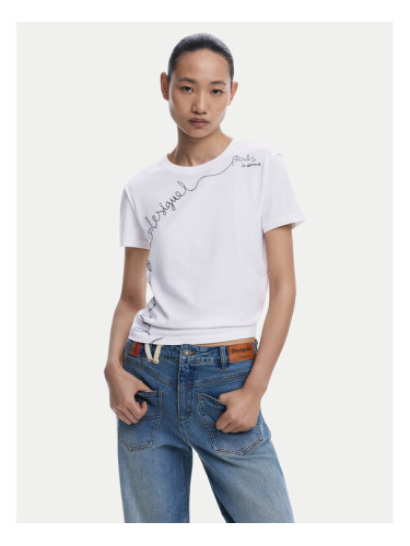 Desigual Тишърт Charly 25WWTK08 Бял Regular Fit