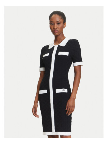 KARL LAGERFELD Плетена рокля A3W13036 Черен Slim Fit