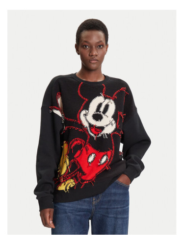 Desigual Суитшърт Hello Mickey 25WWSK14 Черен Regular Fit