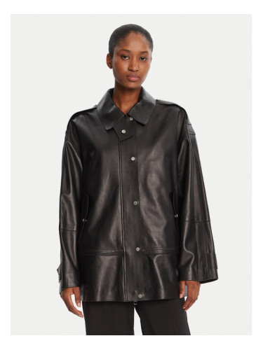 BOSS Кожено яке Salaha 50544445 Черен Relaxed Fit