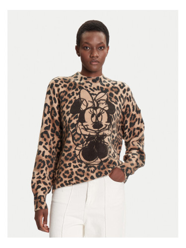 Desigual Пуловер Minnie 25WWJF43 Кафяв Regular Fit