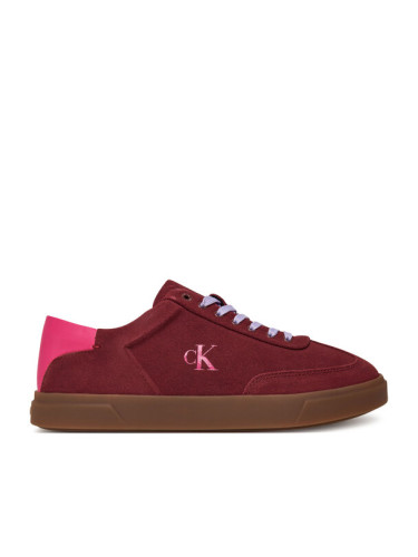 Calvin Klein Сникърси Low Pro Cups Lace Up Sue Mix Mg HW0HW02683 Бордо